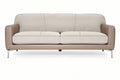 **Moderne Leren Bank met Stoffen Kussens**