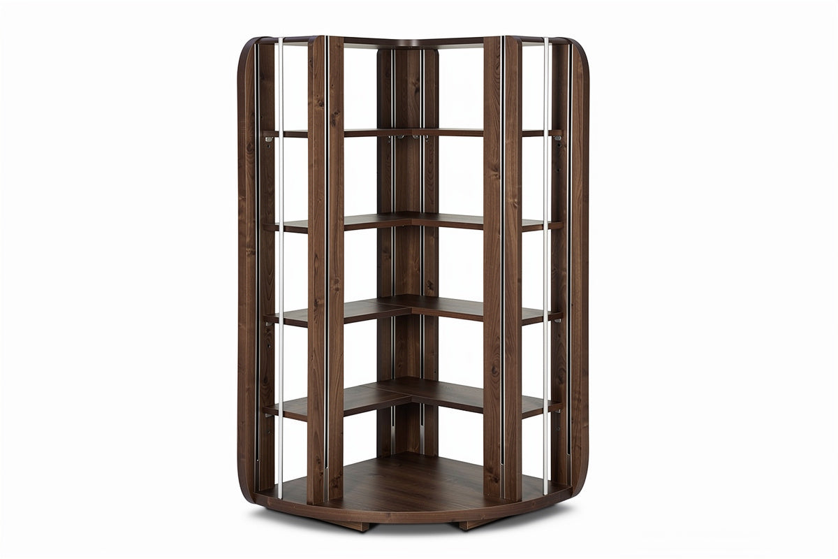 **Hoekboekenkast van hout met moderne afwerking**