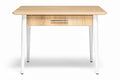 **Technische titel in het Nederlands: Modern houten bureau met lades en metalen poten**