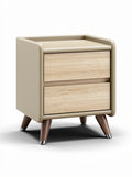 **Moderne nachtkast met houten lades en elegante poten**